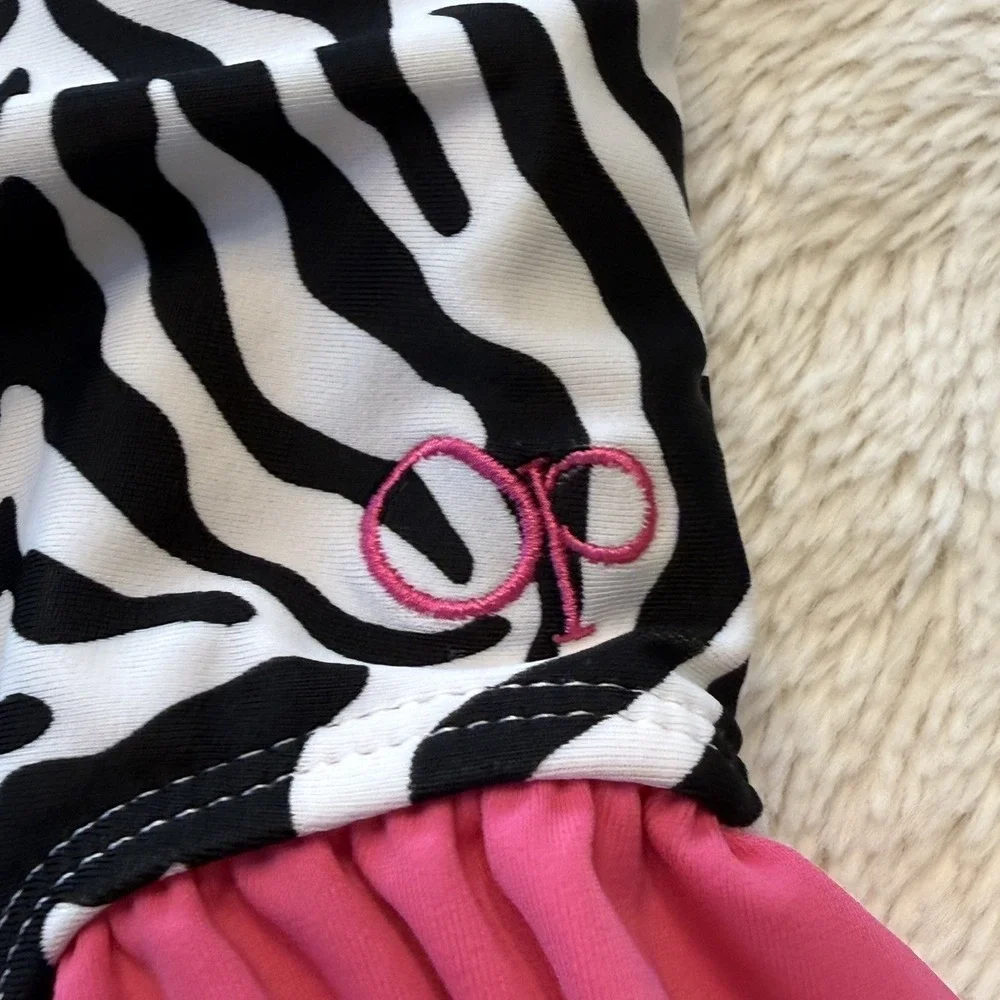 Op 1-Piece girl Toddler Swim Suit Zebra Print Ruffle